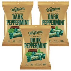 Whittaker's 迷你薄荷黑巧克力, 180g, 3袋
