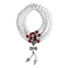 財神小舖 108珠紅瑪瑙藏銀硨磲手鍊