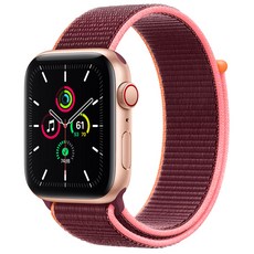 Apple 애플워치 SE, 44mm, GPS+Cellular, 알루미늄, 골드 / 플럼 스포츠 루프
