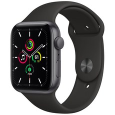 Apple 애플워치 SE, 44mm, GPS, 알루미늄, 스페이스 그레이 / 블랙 스포츠 밴드