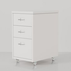 하비티 모던 베이직 심플 철제 서랍장, 화이트, 3단