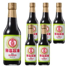 金蘭 薄鹽醬油 減鹽香馥 台灣製造, 500ml, 6瓶
