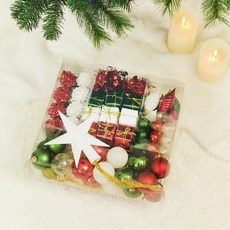 聖誕節裝飾品 樹木裝飾 多合一全套 100件組, 紅綠白, 1套