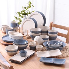 ROYAL VALE 夏洛特現代色彩 6 人全套家用餐具套組 37p + 2 個盤子 2p, 1組, 混色, 餐具 39入