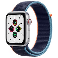 Apple 애플워치 SE, 44mm, GPS+Cellular, 알루미늄, 실버 / 딥 네이비 스포츠 루프