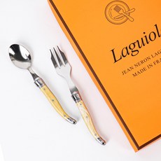 JEAN NERON Laguiole 禮盒組 蛋糕餐具組, 1套, 湯匙 + 叉子, 大理石米色