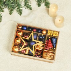 聖誕節裝飾品混合樹裝飾套組 70P套組, 1套, 混合顏色