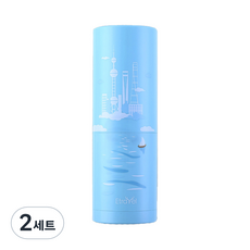 원형 여행 휴대용 세면컵 블루 세트, 2세트