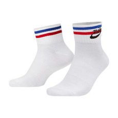 NIKE 耐吉 基本款短襪 DX5080-100, 白色 + 紅色 + 藍色, 1雙