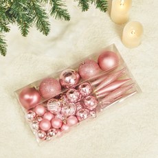 聖誕吊飾混合樹木裝飾49件組, 1套, 粉紅色