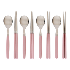 Kamome Kitchen 兒童餐具4人組, 1組, 粉紅色, 湯匙 + 筷子