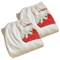 Woni's 柔軟草莓魔鬼氈浴袍 300g 超細纖維, 白色草莓, 2個