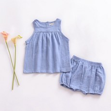 JOY MULTI 女童迷你素色無袖上衣+短褲套裝