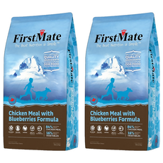 FirstMate 第一饗宴 全齡犬 無穀低敏配方 乾飼料 84%蛋白質來自雞肉粉 16%來自蔬菜, 雞肉 + 藍莓, 2.3kg, 2袋