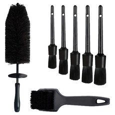808STORE Caronic 車用輪胎細節汽車洗車清潔刷具7件組, 1套, 黑色