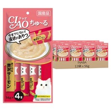 INABA CIAO 啾嚕 肉泥, 鮪魚 + 鮭魚, 56g, 12袋