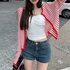 LUNA GIRL 女款Metin條紋針織開襟衫 L25FC070429