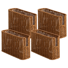 하우스레시피 PP 라탄 팬트리 바스켓, 브라운, 4개