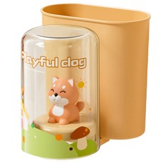 Hanbomnuri 卡通漱口杯免打孔牙刷架組, 1套, 橘色