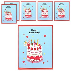 2Youngdesign 閃耀生日賀卡, 6張, 絲帶蛋糕生日快樂