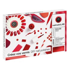 nailmatic LAB 法式成人指彩DIY 耶誕紅派對套組, 5色調色基色顏料 + 5瓶空玻璃瓶 + 10支吸管吸器 + 5張標籤註記貼紙 + 1本小冊子, 1盒