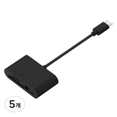 아이엠듀 C타입 3 in 1 USB TF SD카드 리더기, 블랙, 5개