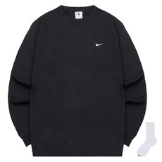 NIKE 耐吉 男款 Solo Swoosh 刷毛大學T DX1362-010 + Welldone 襪子