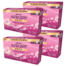 아우라 샤프란 드라이 링클가드 시트 섬유유연제 바닐라 일랑일랑 본품, 120개입, 4개