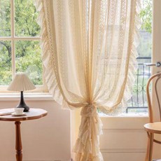 미미솔레 빈티지 프릴 뜨개 레이스 봉형 커튼