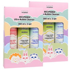 레시피박스 유아용 거품목욕 울트라 버블클렌저 스트로베리밀크 300ml + 프레쉬그린 300ml + 퓨어화이트 300ml 세트, 900ml, 2세트