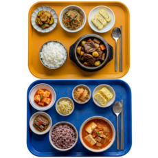 미니모 고강도 컬러 쟁반 트레이 2종 세트, 아마존블루, 머스타드, 1세트
