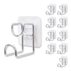 DIBLIC 多用途免鑽孔不鏽鋼洗手台黏著浴室掛鉤, 10個, 混色