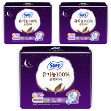 쏘피 유기농 100% 순면커버 안심숙면 330 생리대 날개형, 오버나이트, 10개입, 3개