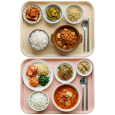 미니모 고강도 컬러 쟁반 트레이 2종 세트, 바닐라크림, 다크피치, 1세트
