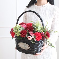 MORIANN 康乃馨人造花籃, 紅色