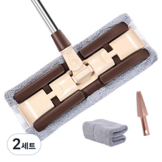 Hawaite拖把+超細纖維布 2入+刮痕 咖啡色組, 2套