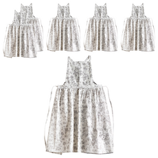 Hello Gem 碎花連身裙長版圍裙, 6個, 白色