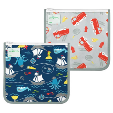 green sprouts 小綠芽 具保溫功能 可重複使用食物袋 零食袋 三明治袋 小物收納袋 2入裝, 20.9 x 19cm, 海上樂園