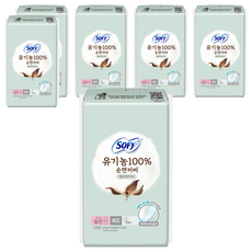 쏘피 100% 순면커버 팬티라이너, 일반, 40개입, 6개