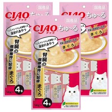 INABA CIAO 啾嚕 肉泥 腎臟保健配方 日本國產 綠茶消臭 條狀包裝, 鮪魚, 56g, 3袋