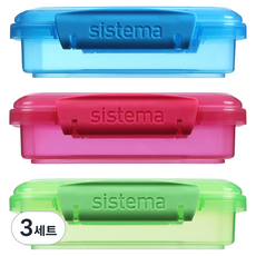 Sistema 사각 칼라 밀폐용기 3종 세트, 3세트, 200ml(3P)