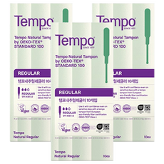 템포 내추럴 탐폰, 레귤러, 10개입, 3개
