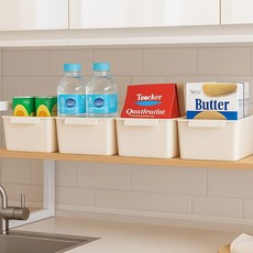 보노하우스 리빙 그립 바스켓, 크림, 4개