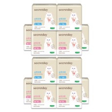 secretday 溫和棉質 亞麻有機棉表層 衛生棉 翅膀型 中型 16片 x 4包 + 大型 14片 x 2包 組合, 2套