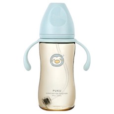 PUKU 藍色企鵝 飽飽歐蕾 PPSU 寬口奶瓶 330ml, 靜藍色, 1個