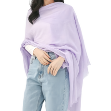 KissDiamond 韓系INS素面棉麻圍巾 淺紫色, 195 x 95cm