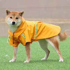 DING DONG PET 寵物短袖夜光反光雨衣, 黃色