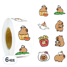 아트조이 원형 카피바라 롤 스티커 500p 세트, 6세트, C형