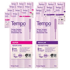 템포 체내형 생리대 슈퍼 10개입 3p + 레귤러 10개입 2p, 4세트