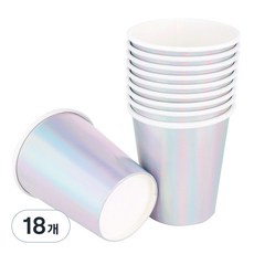 메탈릭 파티컵 홀로그램 실버 240ml, 10개입, 18개